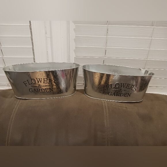 3 for 26 - Galvanized Flower Metal Farmhouse Rustic Decor Set of 2 - Picture 1 of 4